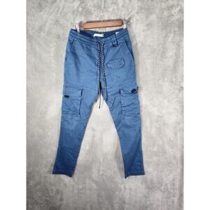 PacSun Men's Small Blue Cargo Pants 29W 28L Drawstring Waist Pockets